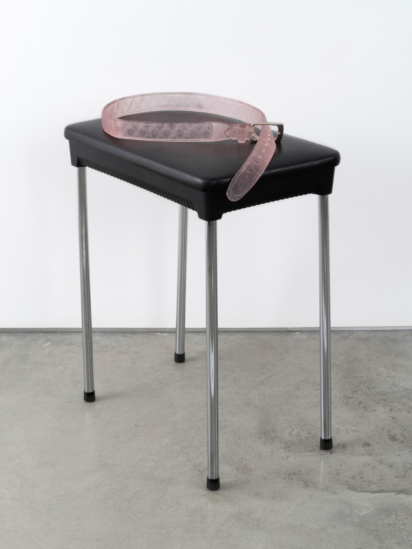 ￼￼Valentin Carron, Belt on piano stool, 2014