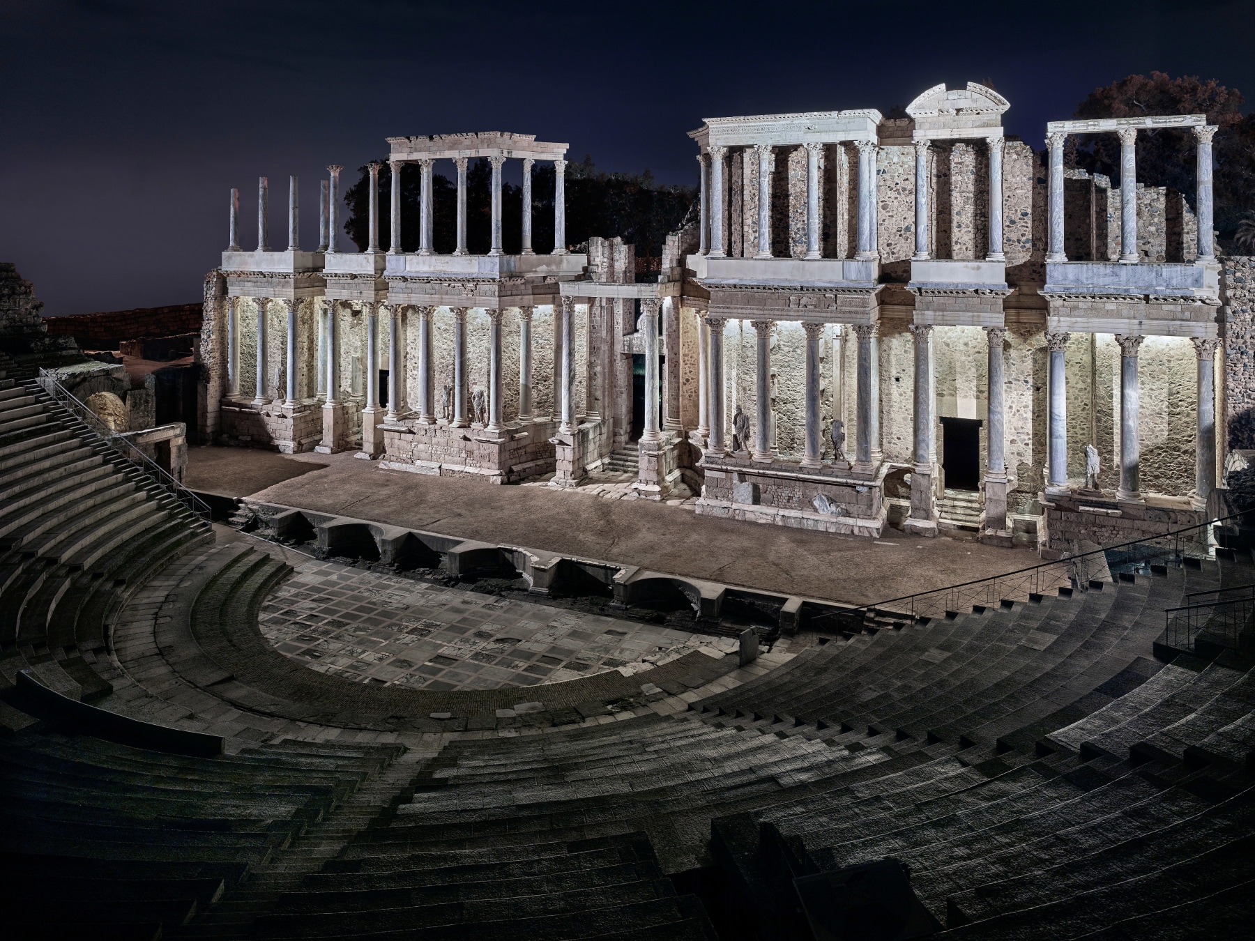 Photo of an empty ancient amphitheater in Merida Spain.