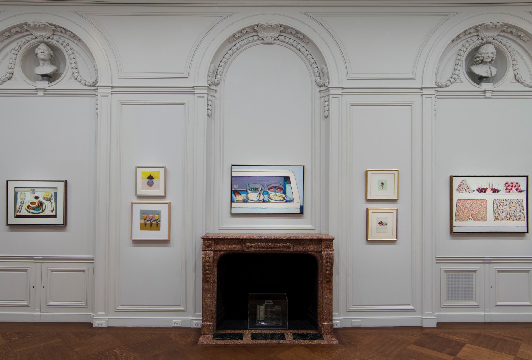 Installation view of Wayne Thiebaud: A Retrospective at Acquavella Galleries from October 22 - November 29, 2012.