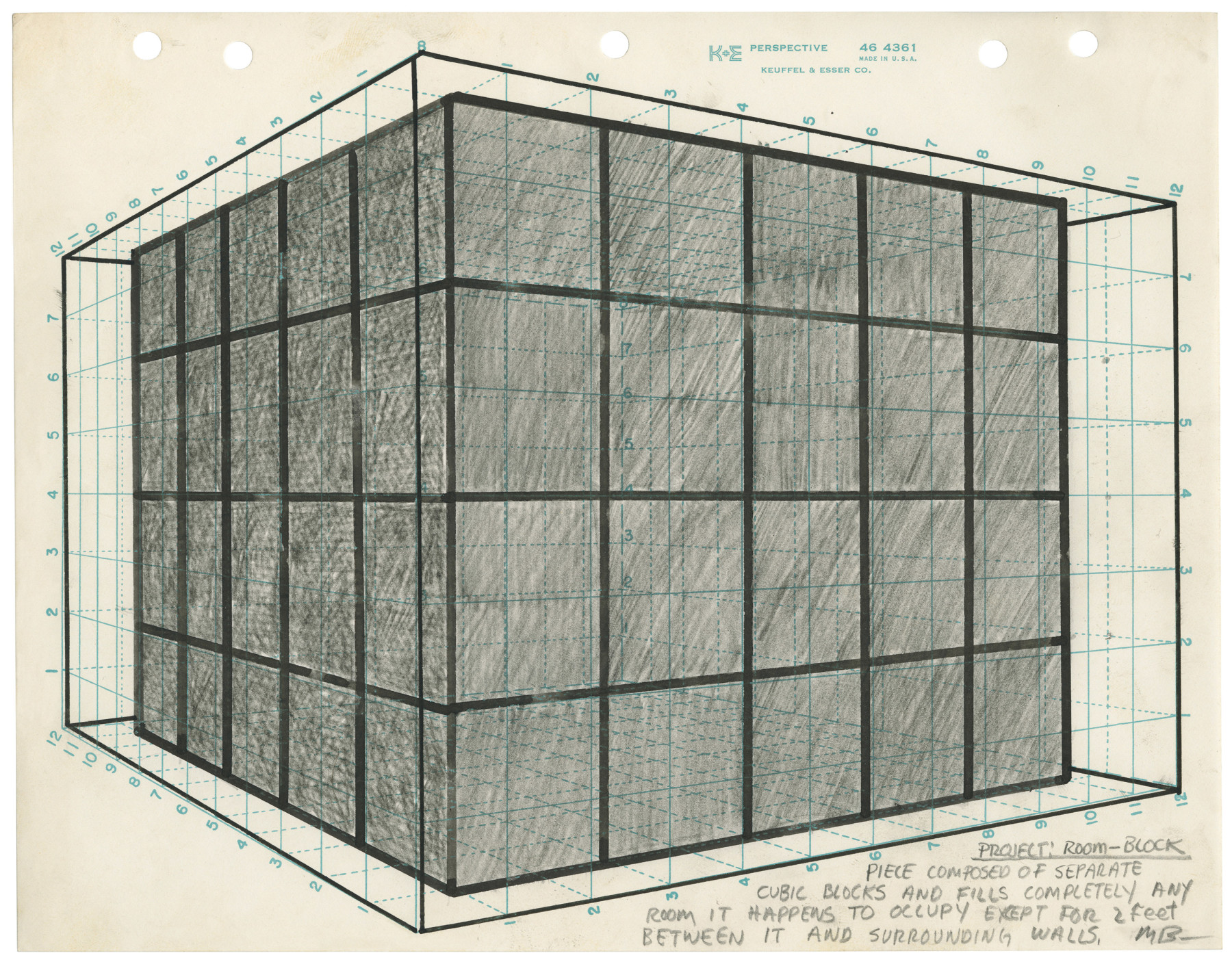 Mel Bochner,&nbsp;Project: Room-Block,&nbsp;1966.&nbsp;