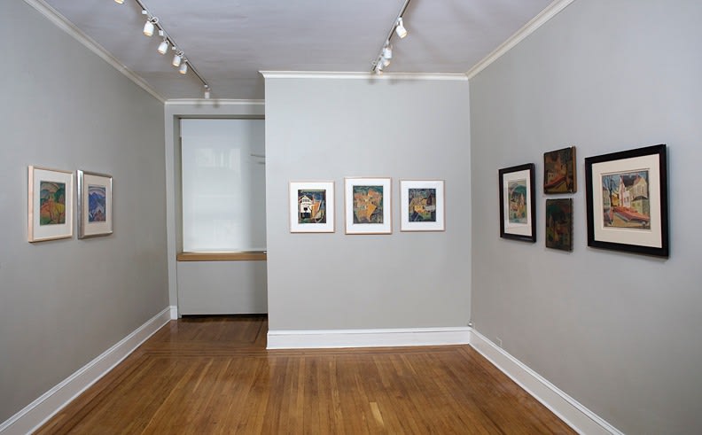 Installation view of&nbsp;Blanche Lazzell: White-line Color Woodcuts&nbsp;at Craig F. Starr Gallery