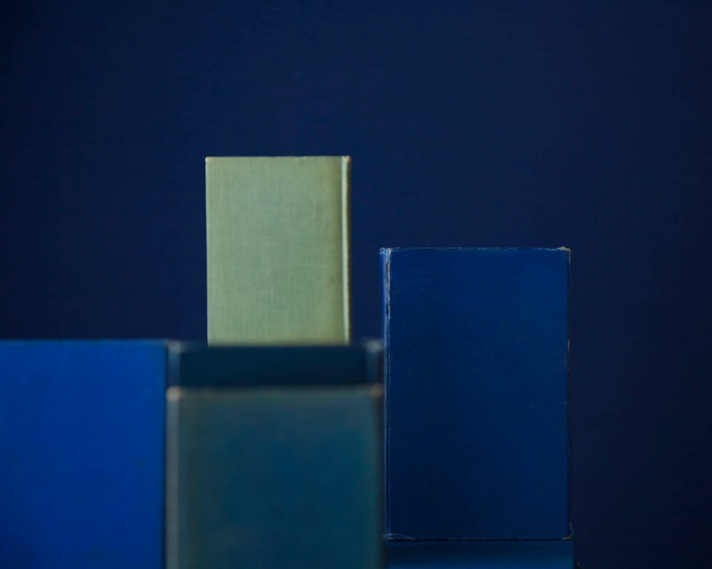 Mary Ellen Bartley,&nbsp;Blue Books One Green, from the series&nbsp;Blue Books, 2010. Archival pigment print, 14 3/8 x 18 inches, 20 x 25 inches, and 28 x 35 inches.