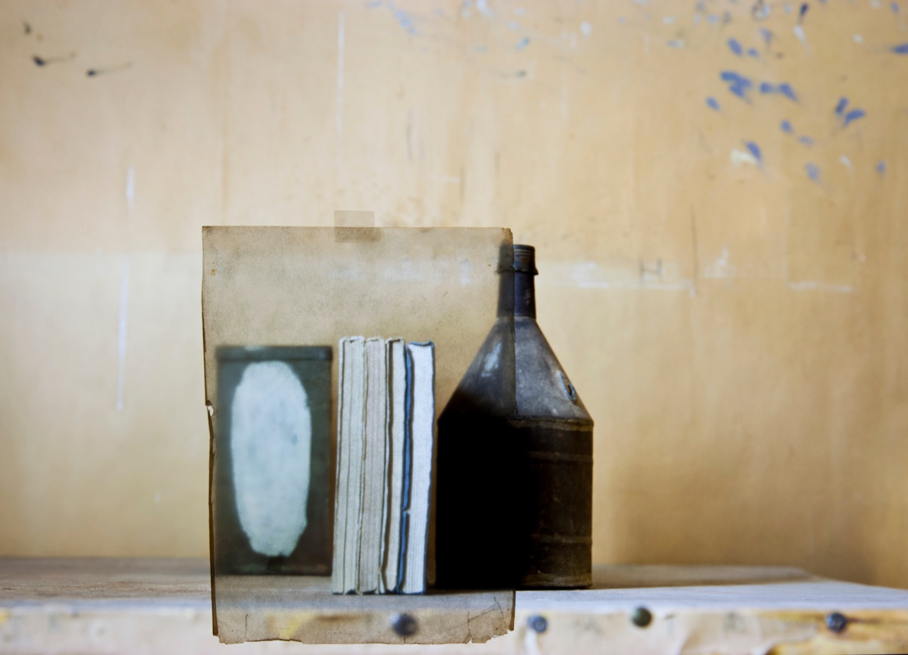 Mary Ellen Bartley,&nbsp;Oil Can Glassine, 2022, from the series Morandi&#039;s Books. Archival pigment print, 13 x 18 inches.