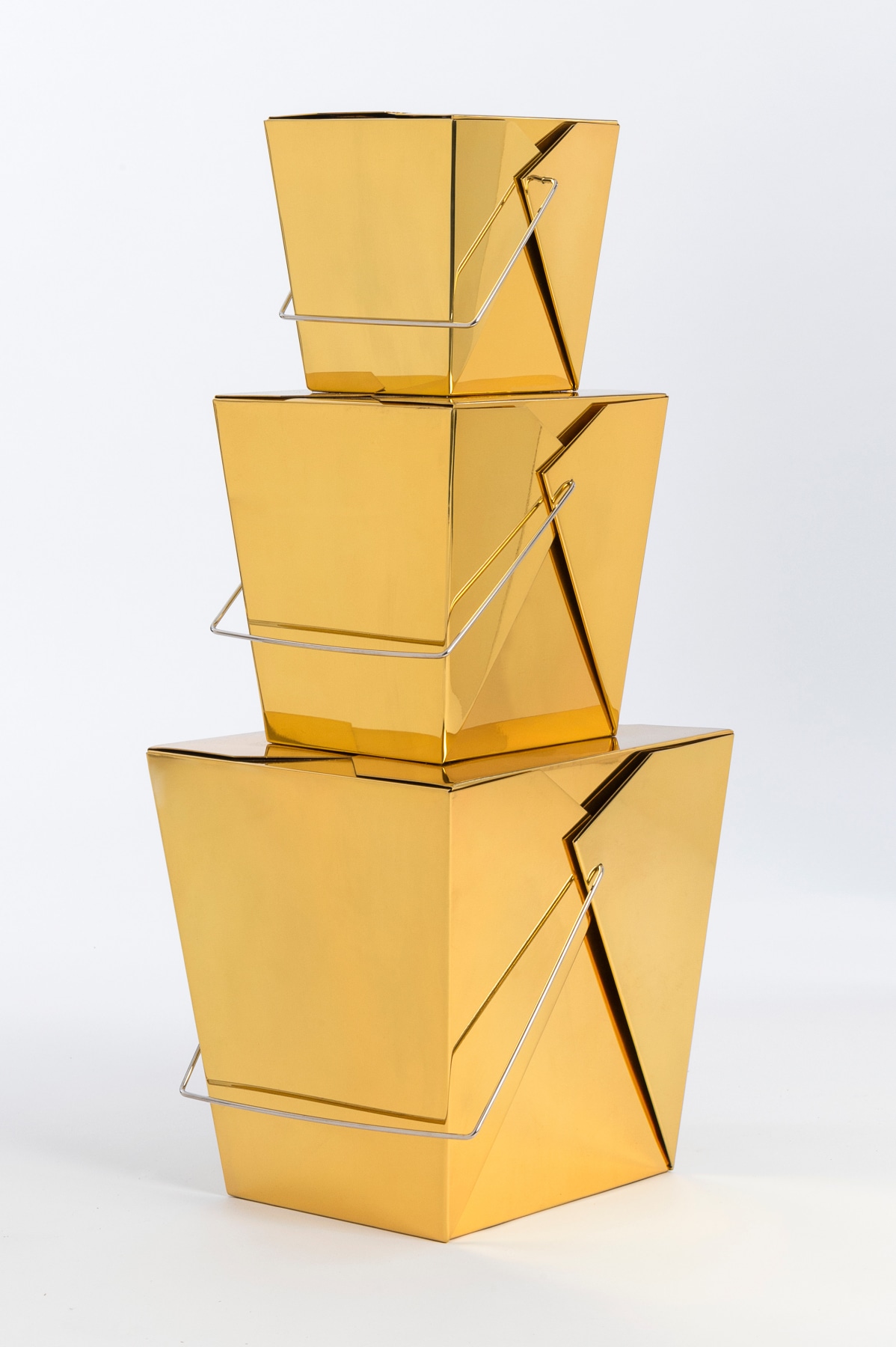 Jonathan Seliger  Golden Pavilion, 2012  gold plated polished bronze, lacquer and nickel plated bronze rod  32 x 16 x 13 inches   Houston Airport System Art Collection