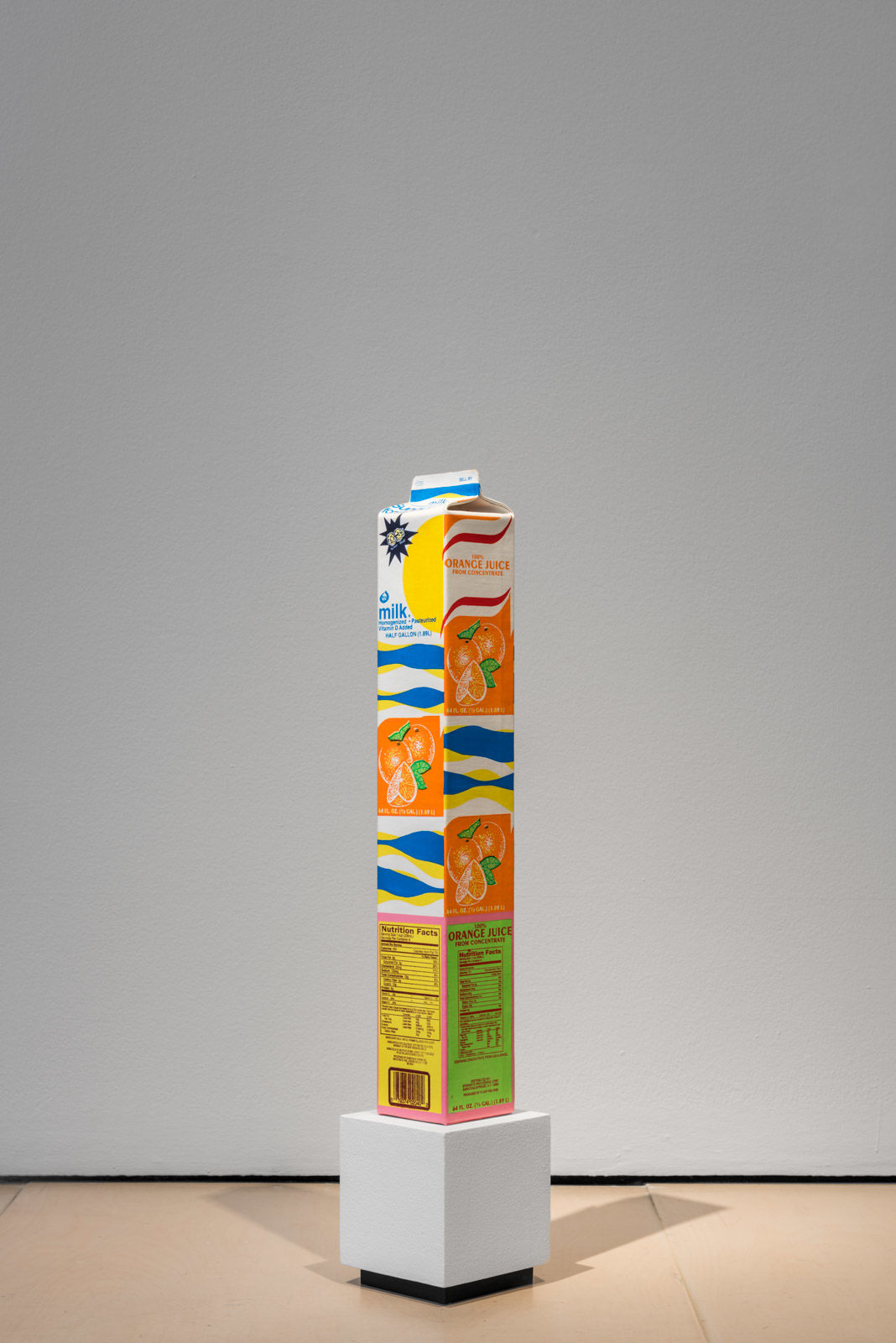 Jonathan Seliger  Opposites Attract, 2008  oil, acrylic, modeling paste on canvas with wood pedestal  34 x 6 x 6 inches including pedestal