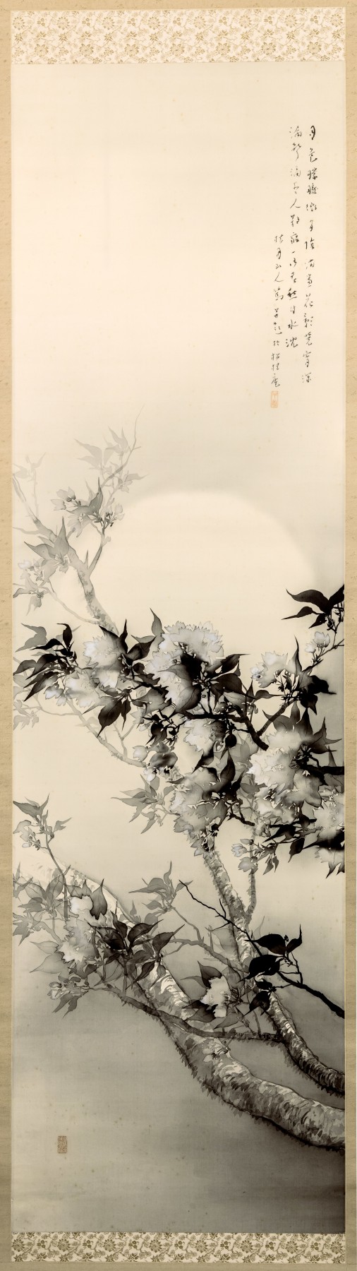Matsubayashi Keigetsu - Blooming cherry tree in moonlight - Artworks - Joan B Mirviss LTD | Japanese Fine Art | Japanese Ceramics