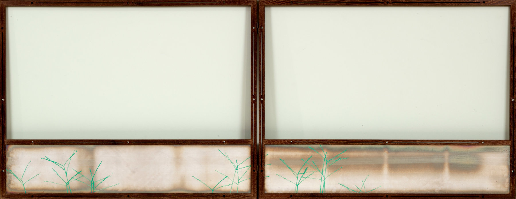 Kamisaka Sekka - Two-fold tea screen with flower paintings in inset panels, front and back - Artworks - Joan B Mirviss LTD | Japanese Fine Art | Japanese Ceramics