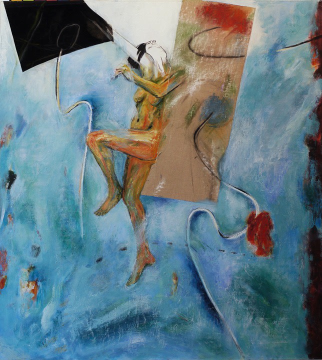 Leap II, 1998-2000, Acrylic, oil and collage on panel