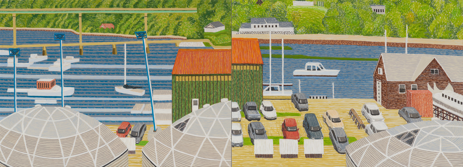 Belfast River Diptych, 2019. Oil on linen 26 x 72 inches