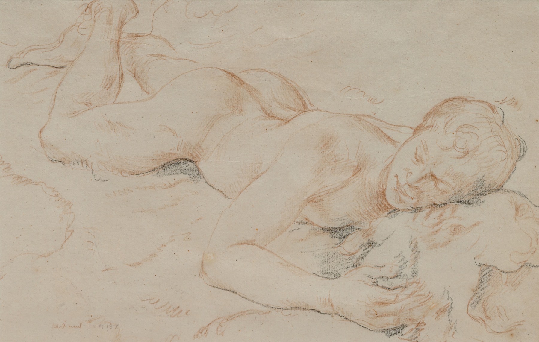 Reclining Nude NM137, c. 1974, Crayon on paper