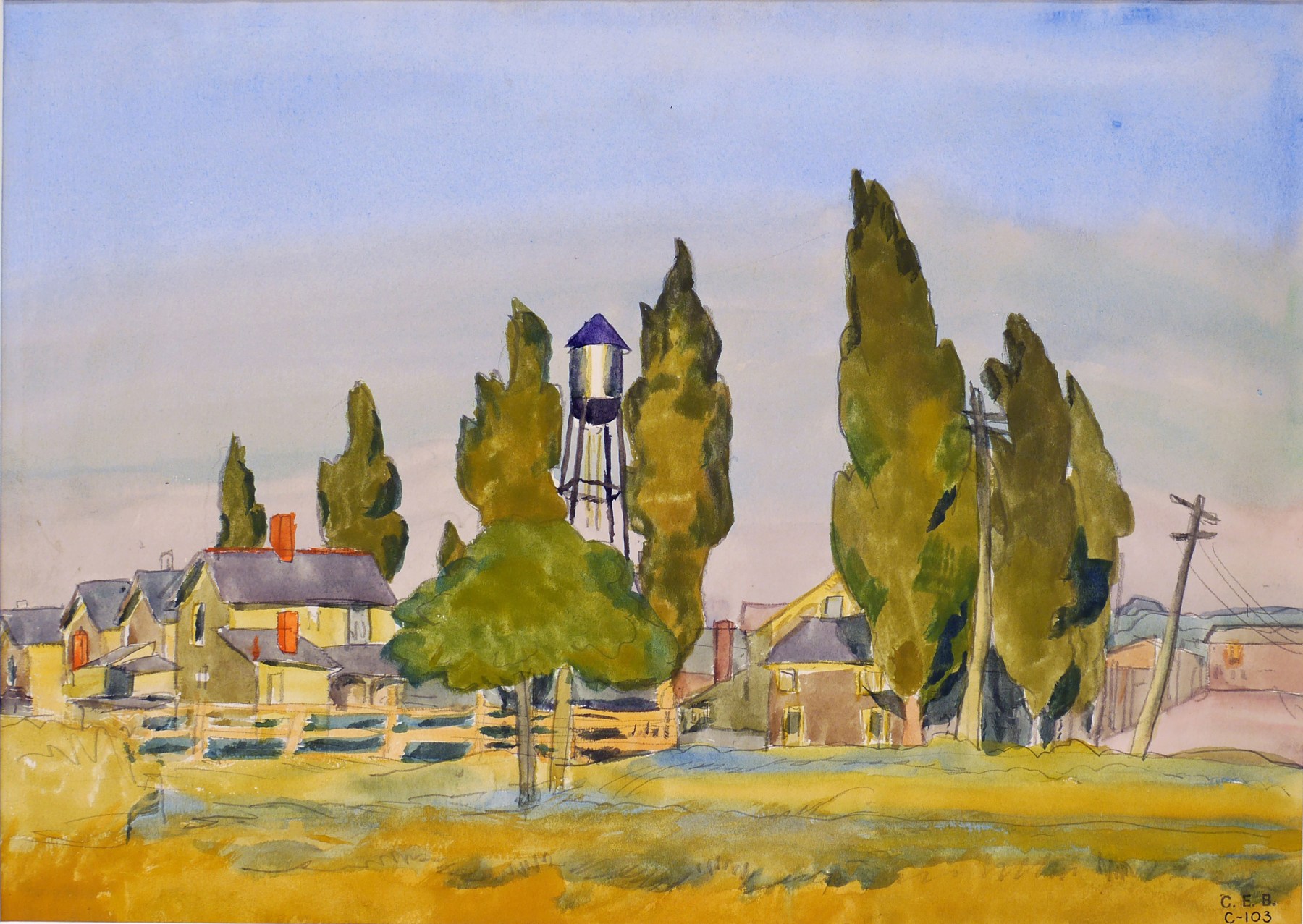 Water Tower and Village, c. 1916
