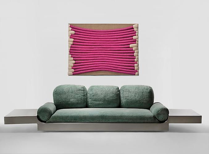 Maria Pergay, Daybed, 1968. Sheila Hicks, Cord Structure, 1977.