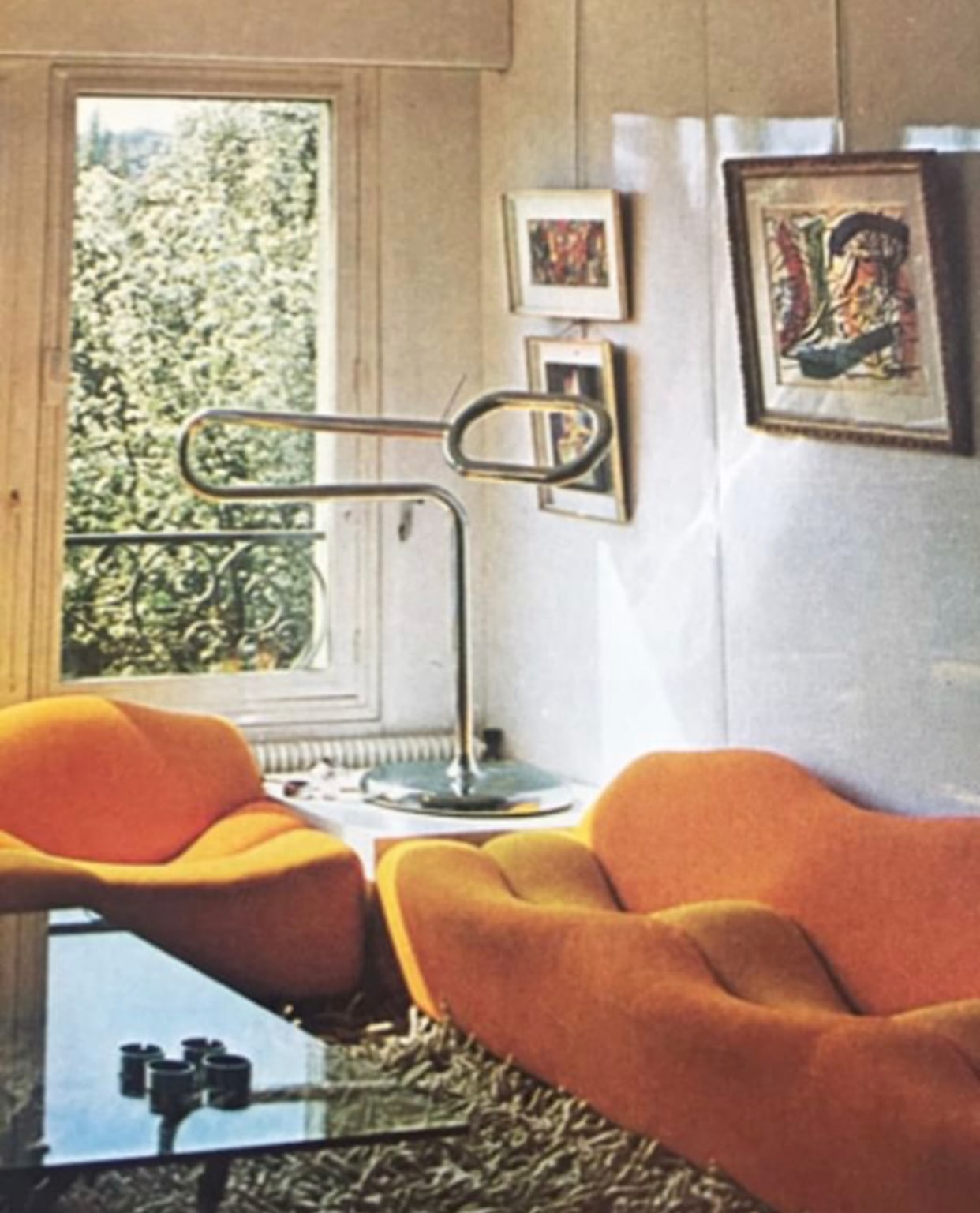 Interior with Pierre Paulin sofa, c. 1970s