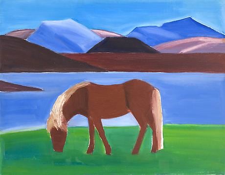 Brown Horse and Mountain