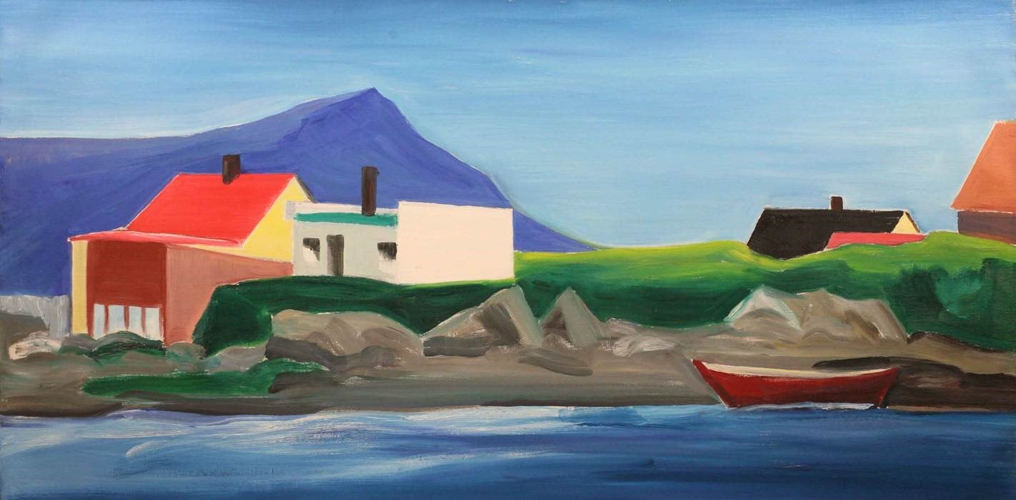 Icelandic Village Scene with Boat ​