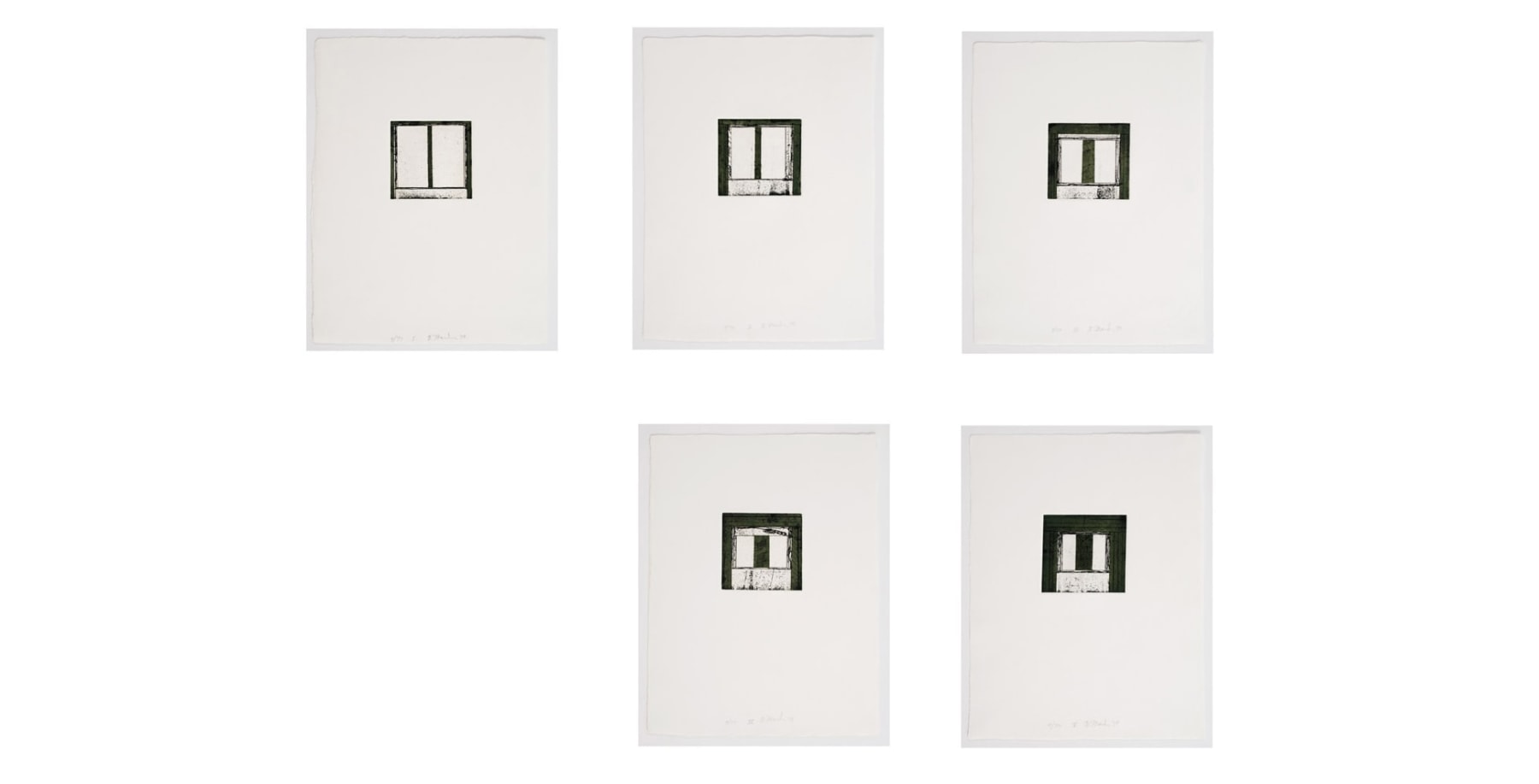 Brice Marden, Focus I-V, 1979-80, Suite of five color etchings with aquatint, 15&quot; x 11&quot; each at Anita Rogers Gallery