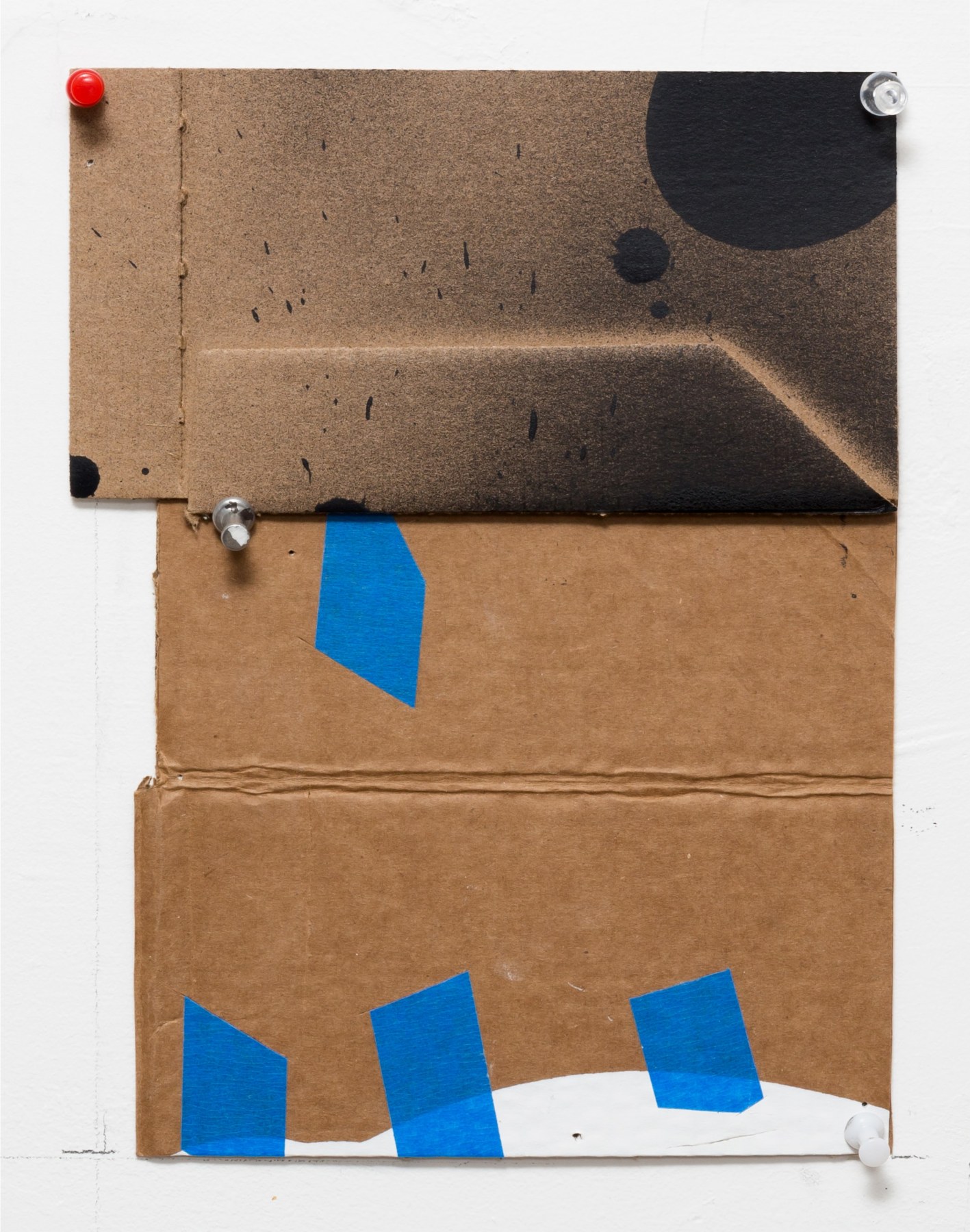 George Negroponte, Lost, 2015-2016,&nbsp;Tape, enamel, acrylic, and spray paint on cardboard, 9 3/4&quot; x 6 3/4&quot; at Anita Rogers Gallery