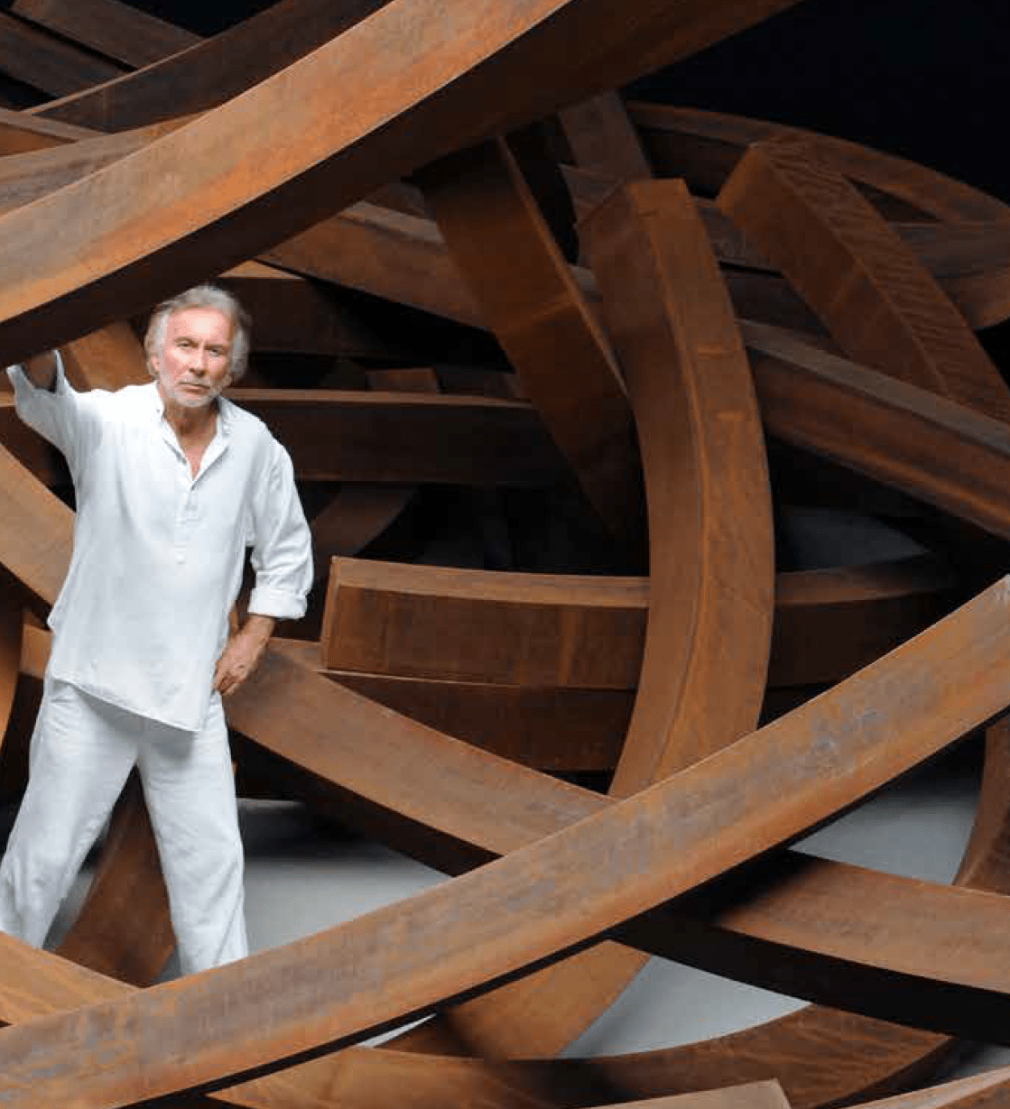 Bernar Venet and his Effondrement : 200 tonnes, Le Muy, 2017