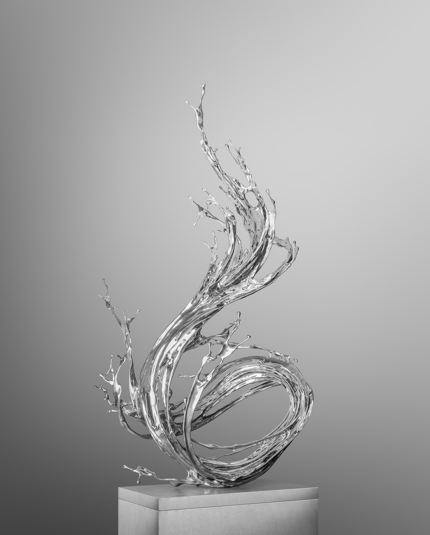 Water in Dripping - Profound, 2024, stainless steel, 80.3 x 39.4 x 39.4 inches/204 x 100 x 100 cm