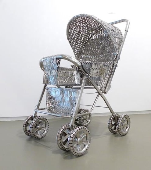 , The Stolen Dream, 2013, stainless steel made razor blades, 27.5 x 20 x 37 inches