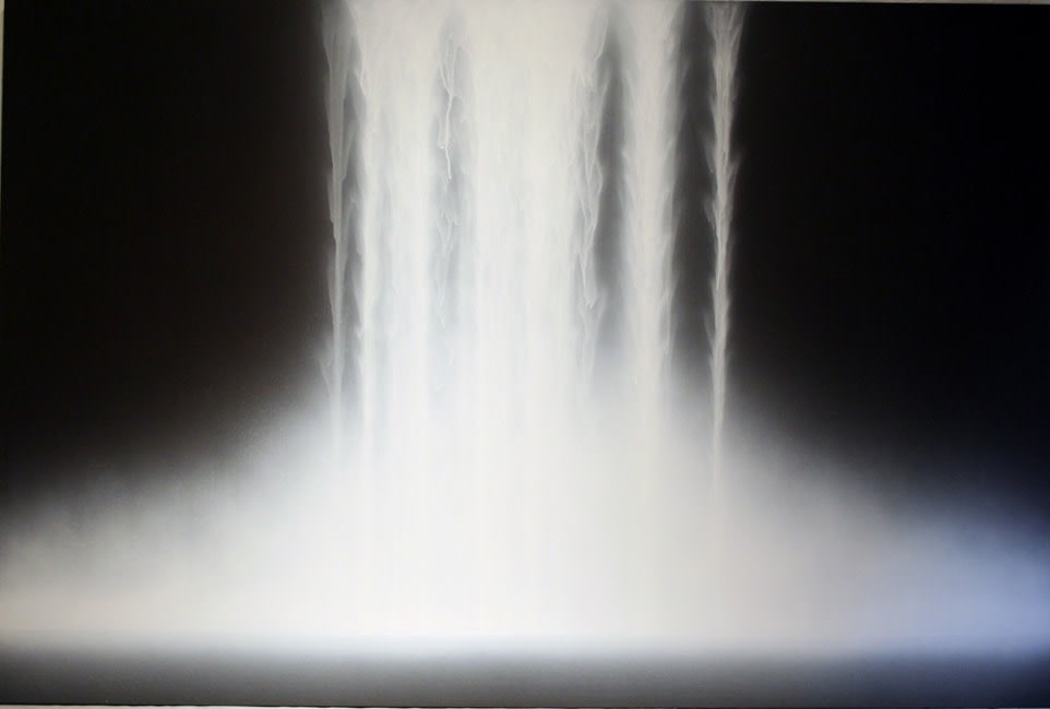 Falling White, 2006, pure pigment on rice paper mounted on board, 51.5 x 76.5 inches/130 x 194 cm