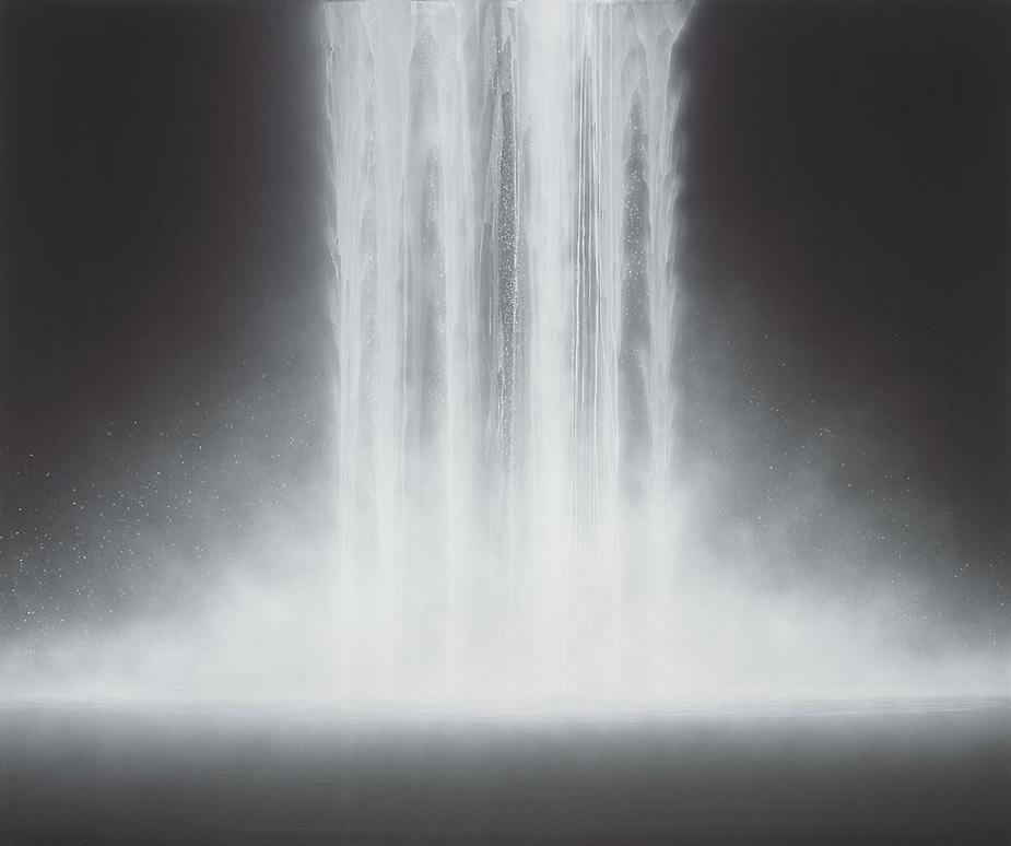 Hiroshi Senju, Waterfall, 2012, Natural pigments on Japanese mulberry paper, 63 13/16 x 76 5/16 x 1 3/16 inches