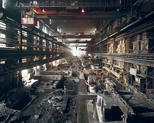 Edward Burtynsky, Old Factories #4, Shenyang Heavy Machinery Group, Tiexi District, Shenyang City, Liaoning Province, China, 2005, Chromogenic color print, 39 x 49 inches. Photograph &copy; 2010 Edward Burtynsky