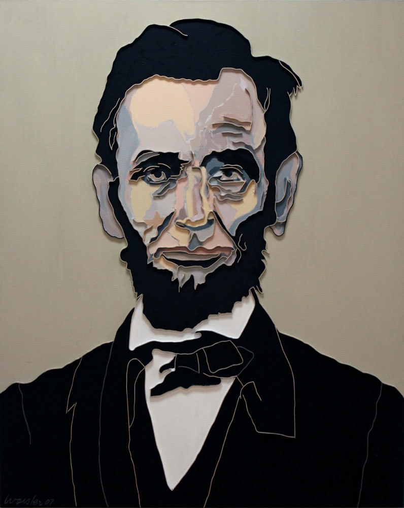 Lincoln, 2007, mixed media on canvas, 60 x 48 inches/152.4 x 121.9cm