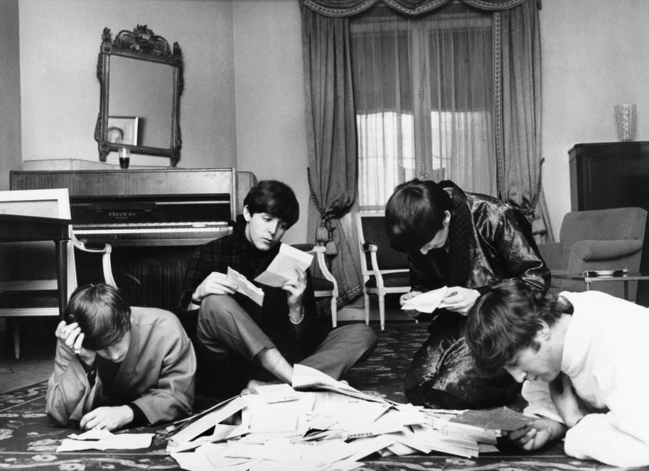 Beatles with Fan Mail, Paris, 1964, 17 x 22 Archival Pigment Print, Edition 35
