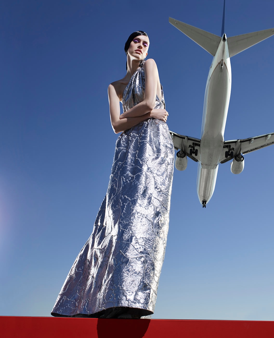 Fashion (with Silver Dress and Plane), Los Angeles, 2016, 50 x 32 1/2 Inches, Archival Pigment Print, Edition of 5