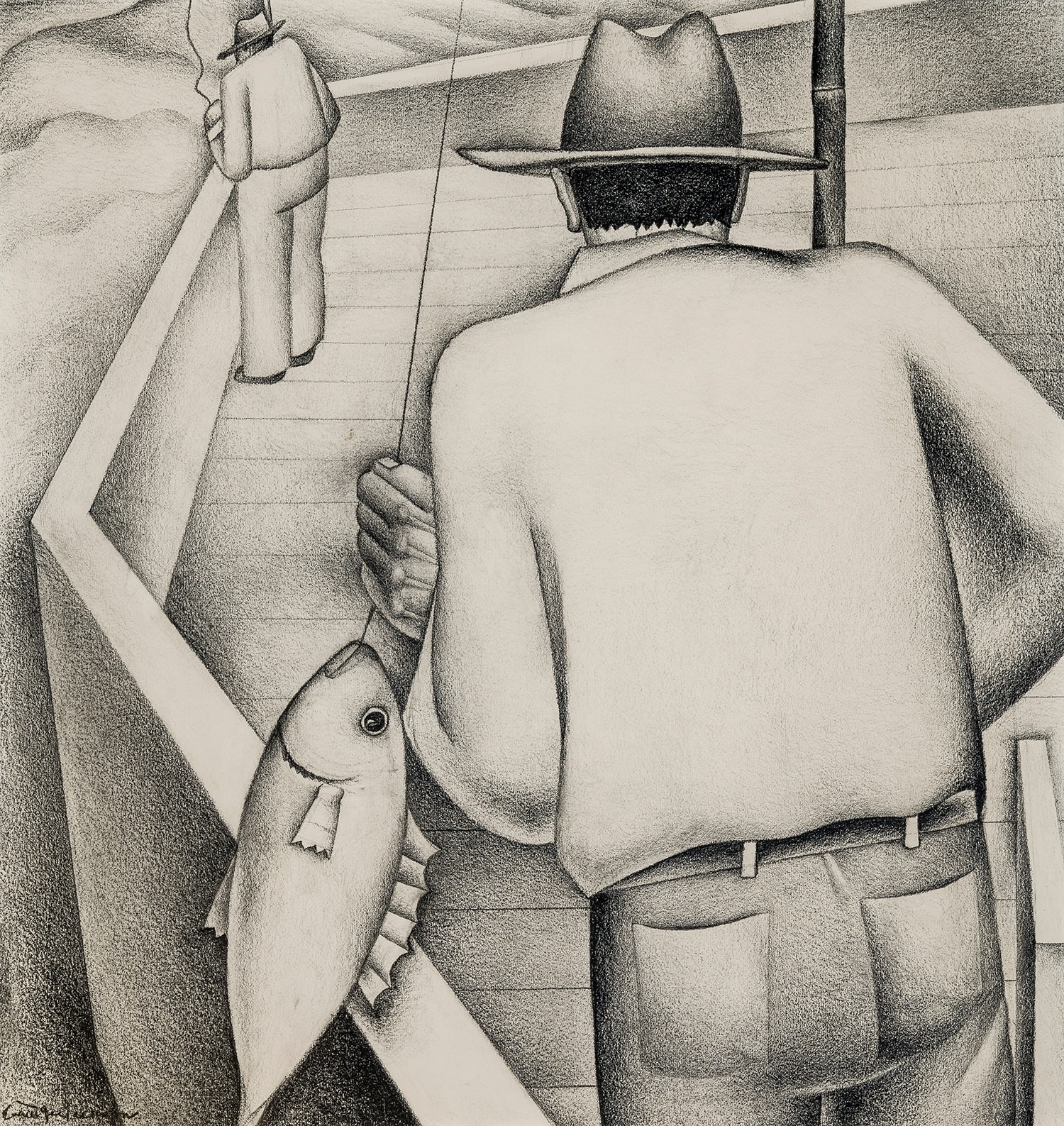 Fishermen, c. 1933, Graphite on paper, 15 x 15 in.