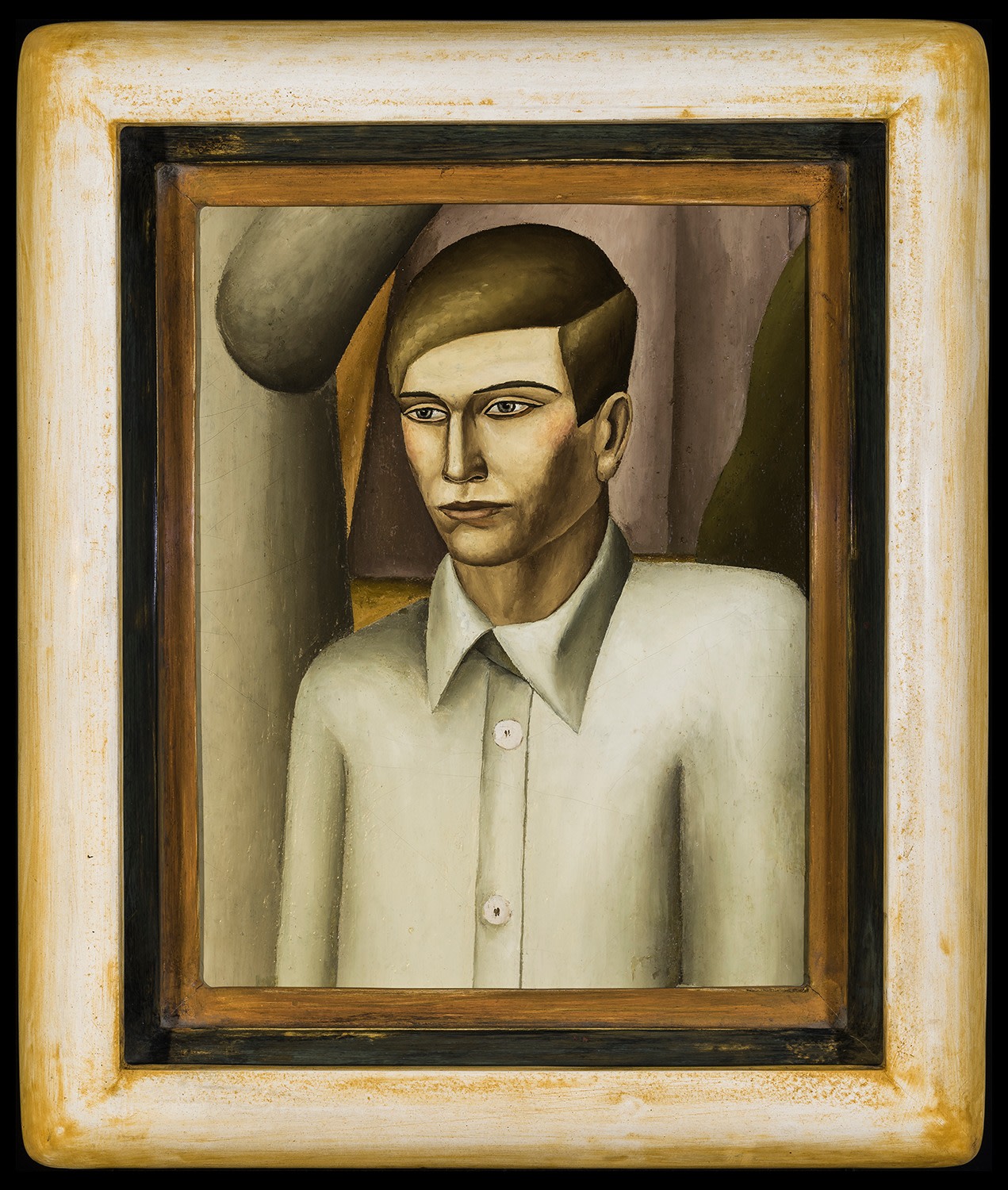 EVERETT GEE JACKSON (1900&ndash;1995), &quot;Self-Portrait,&quot; 1930. Oil on canvas, 11 1/2 x 9 in. Showing painted frame.