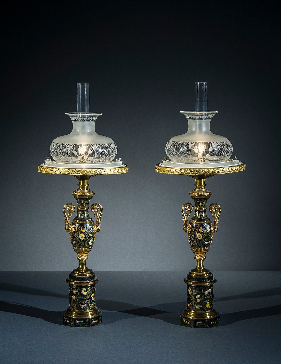Pair Sinumbra Lamps in the Restauration Taste, about 1825