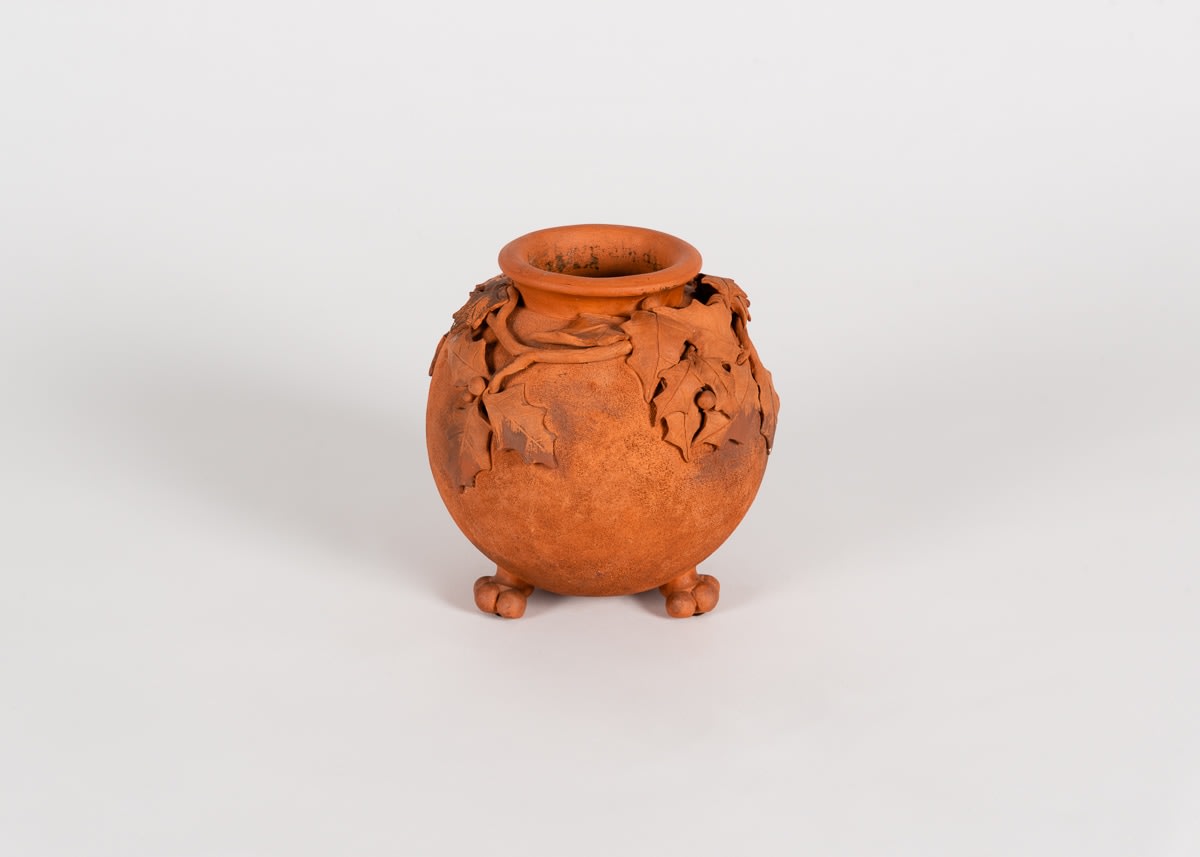 Footed Vase with Holly Vine Reliefs