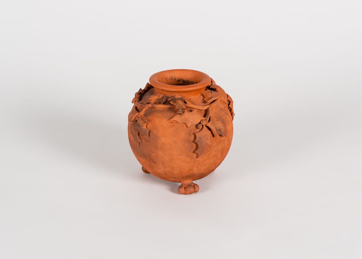 Footed Vase with Holly Vine Reliefs