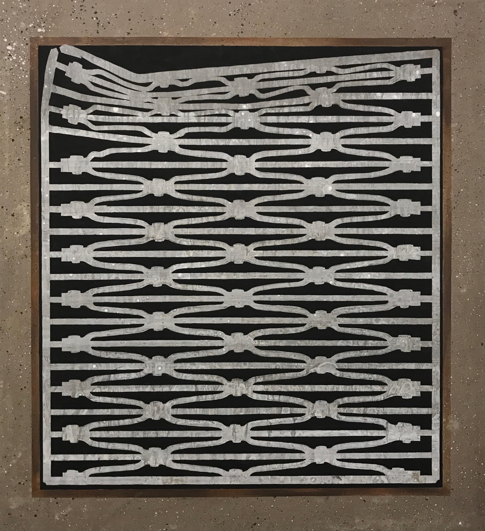 Hannah Cole  Grate In Brown Cement, 2015  Acrylic on canvas  22h x 24w in 55.88h x 60.96w cm  HC_017 Photorealistic painting