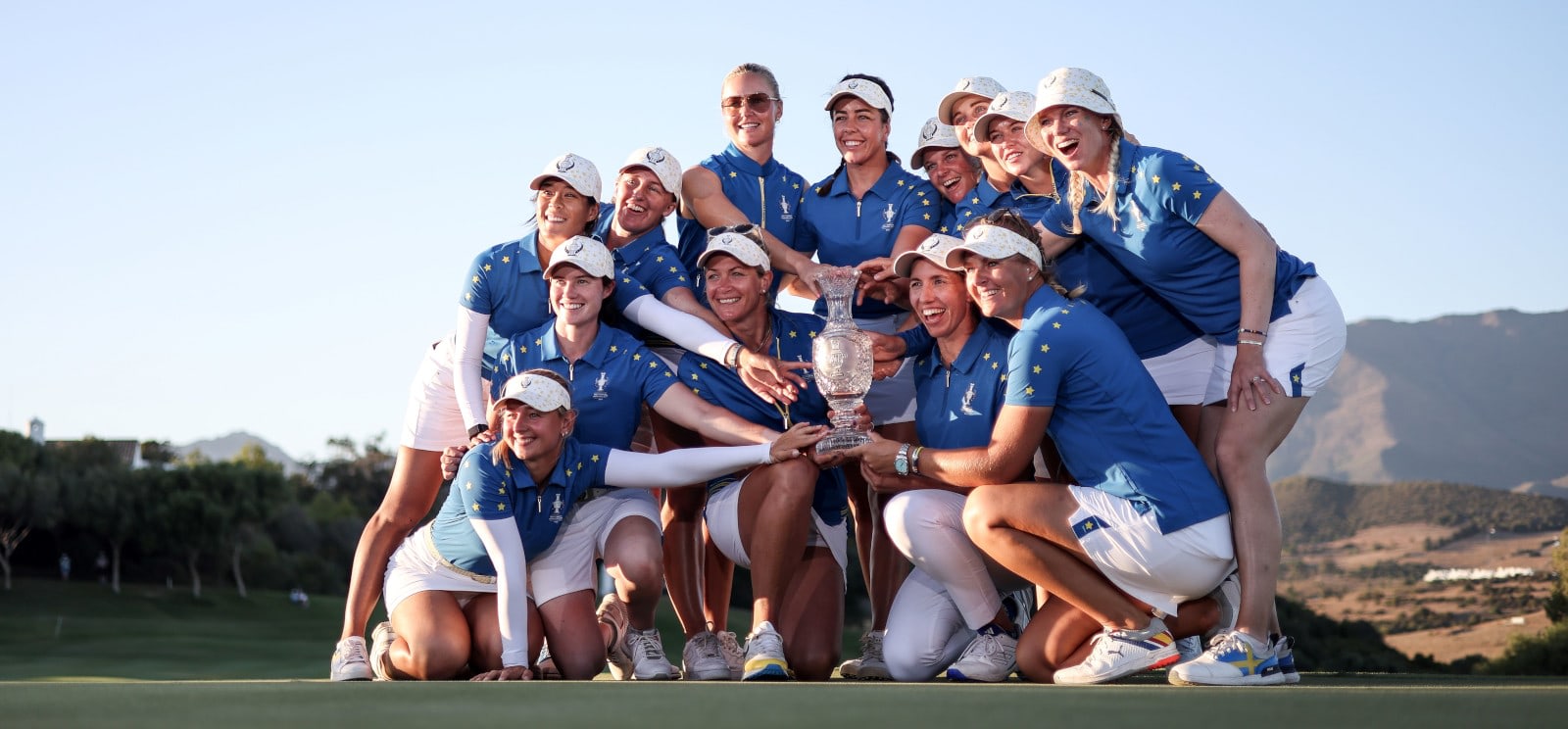 Team Europe with the Solheim Cup trophy
