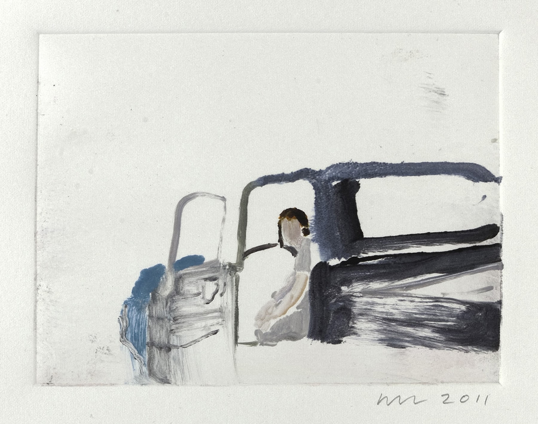 Wendy Mark, Waiting for the Mechanic to Show Up, 2011  Monotype 4 5/8 &times; 6 1/8 inches