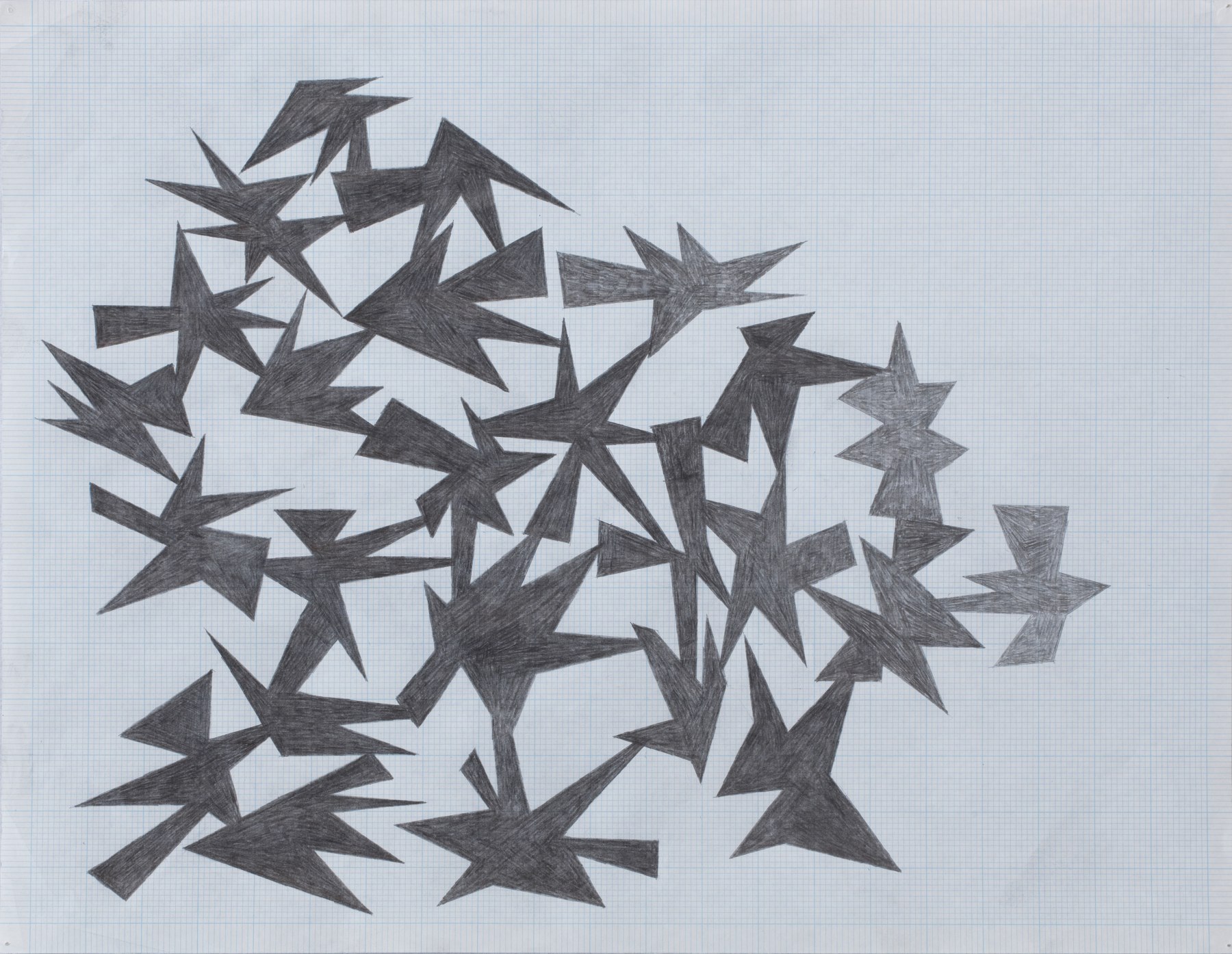 Enrico Riley  The Prehistory of Midnight, 2010  Graphite on graph paper  17 x 22 inches (43.2 x 55.9 cm)