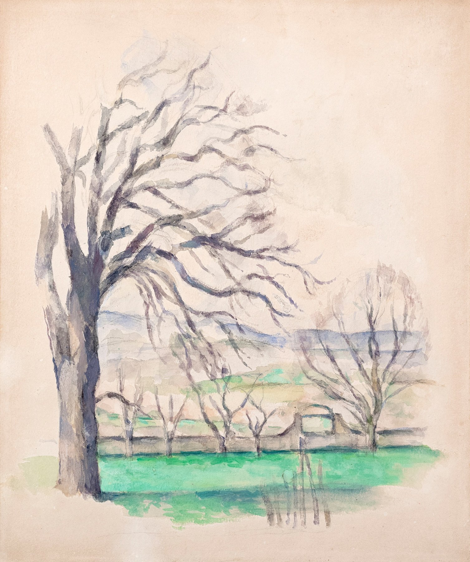 Paul Cezanne (French, 1839-1906) Arbre d&eacute;pouill&eacute; au Jas du Bouffan, 1878-80    Pencil, watercolor, and gouache on white paper 14 x 12 in. (35.5 x 30.5 cm)