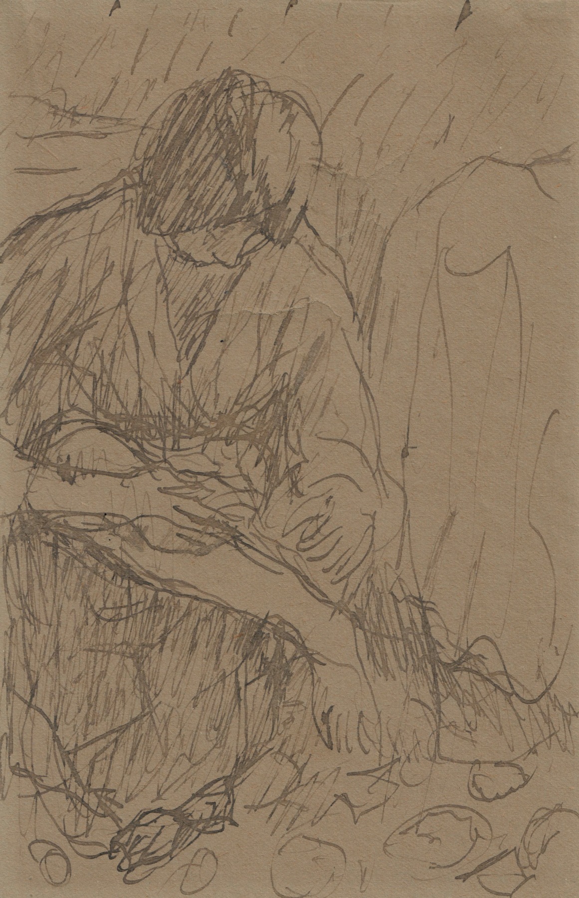 Marthe in a Dressing Gown, c. 1914    Ink on paper 6 1/2 x 4 1/8 inches