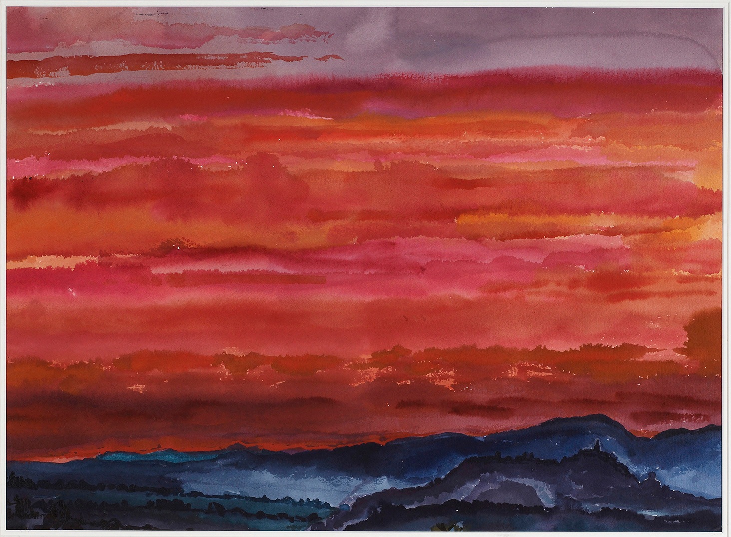 GRAHAM NICKSON British, b. 1946 . Crimson Sky      Watercolor on paper 22 x 30 in. (55.9 x 76.2 cm)