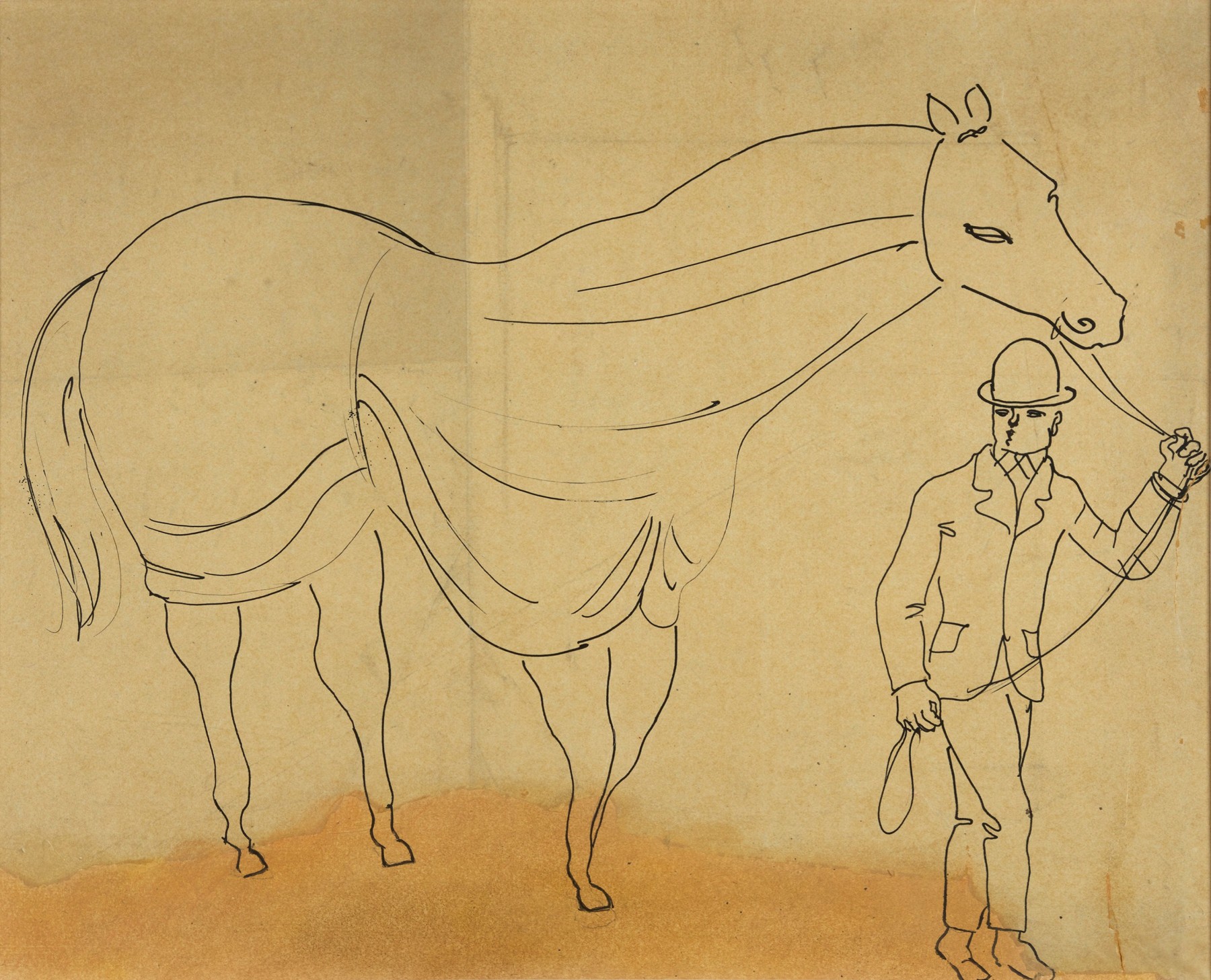 Raoul Dufy  Cheval et Son Jockey, c. 1926    Indian ink on paper 17 3/4 x 21 1/4 inches