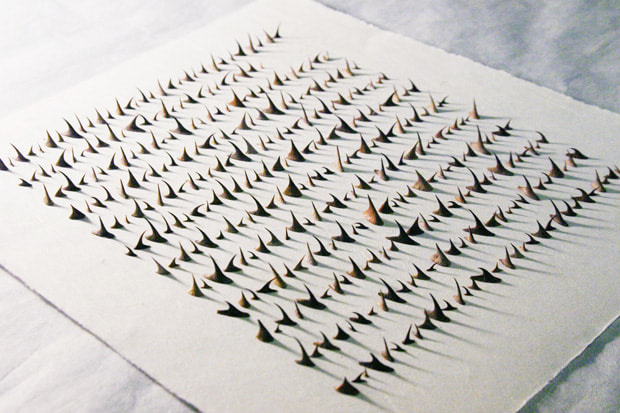 Cui Fei&nbsp;(b. 1970)Read by Touch&mdash;2002,&nbsp;2005-2006Thorns on rice paper11 pages, each 9 1/4 x 10 3/4 in