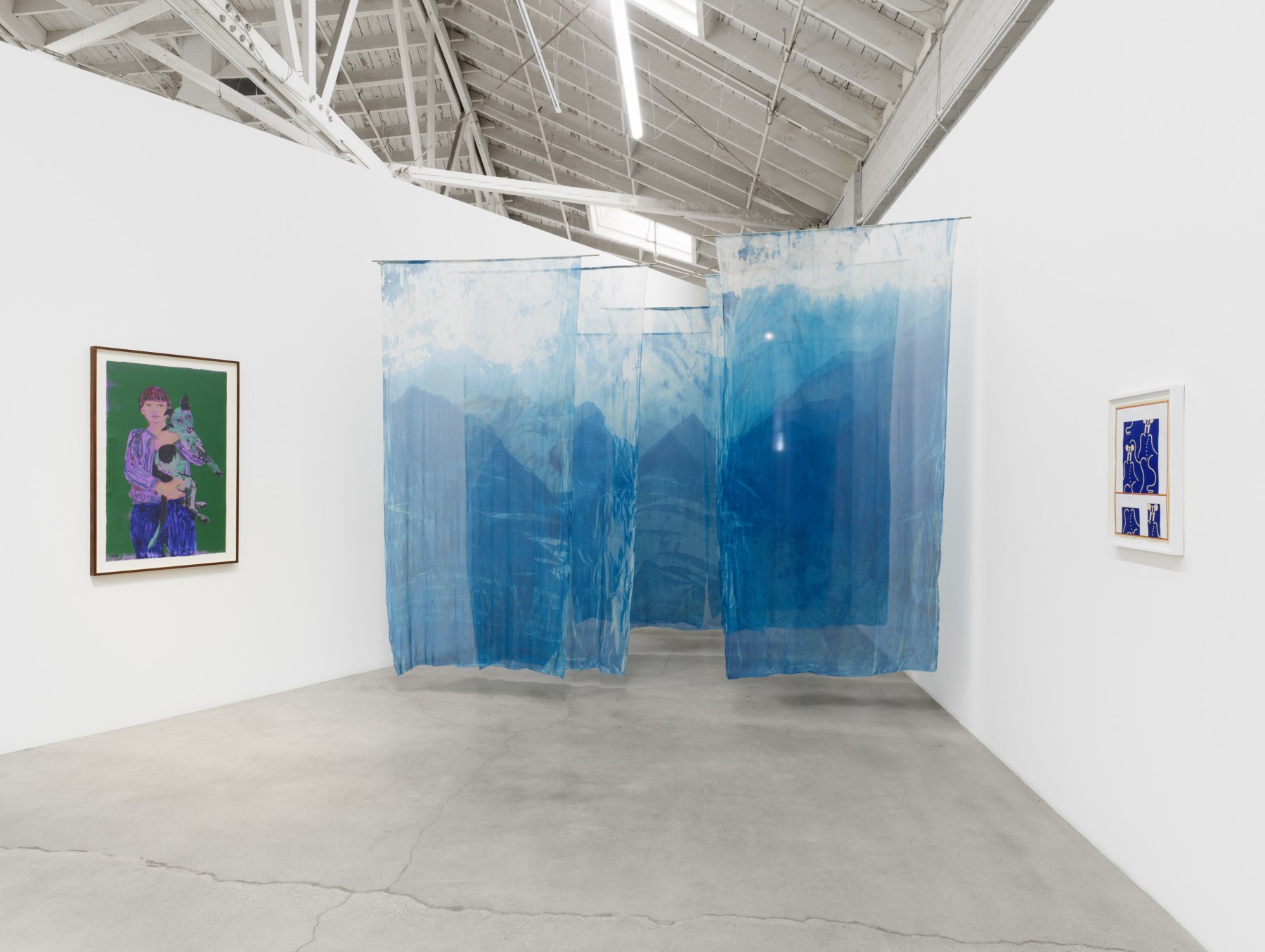 Installation view of Majeure Force, featuring works by Claire Tabouret, Elise Rasmussen, and David Korty. 