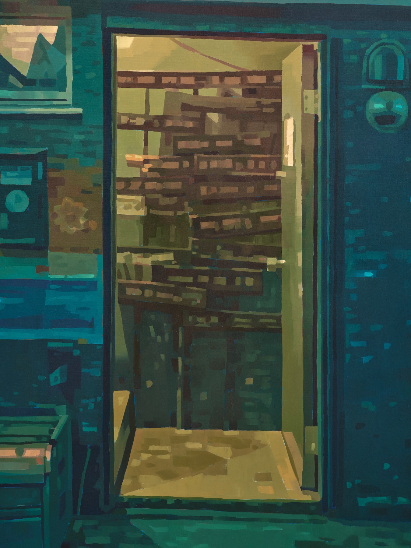 Detail of an open shop door in Keita Morioto's "In Trouble".