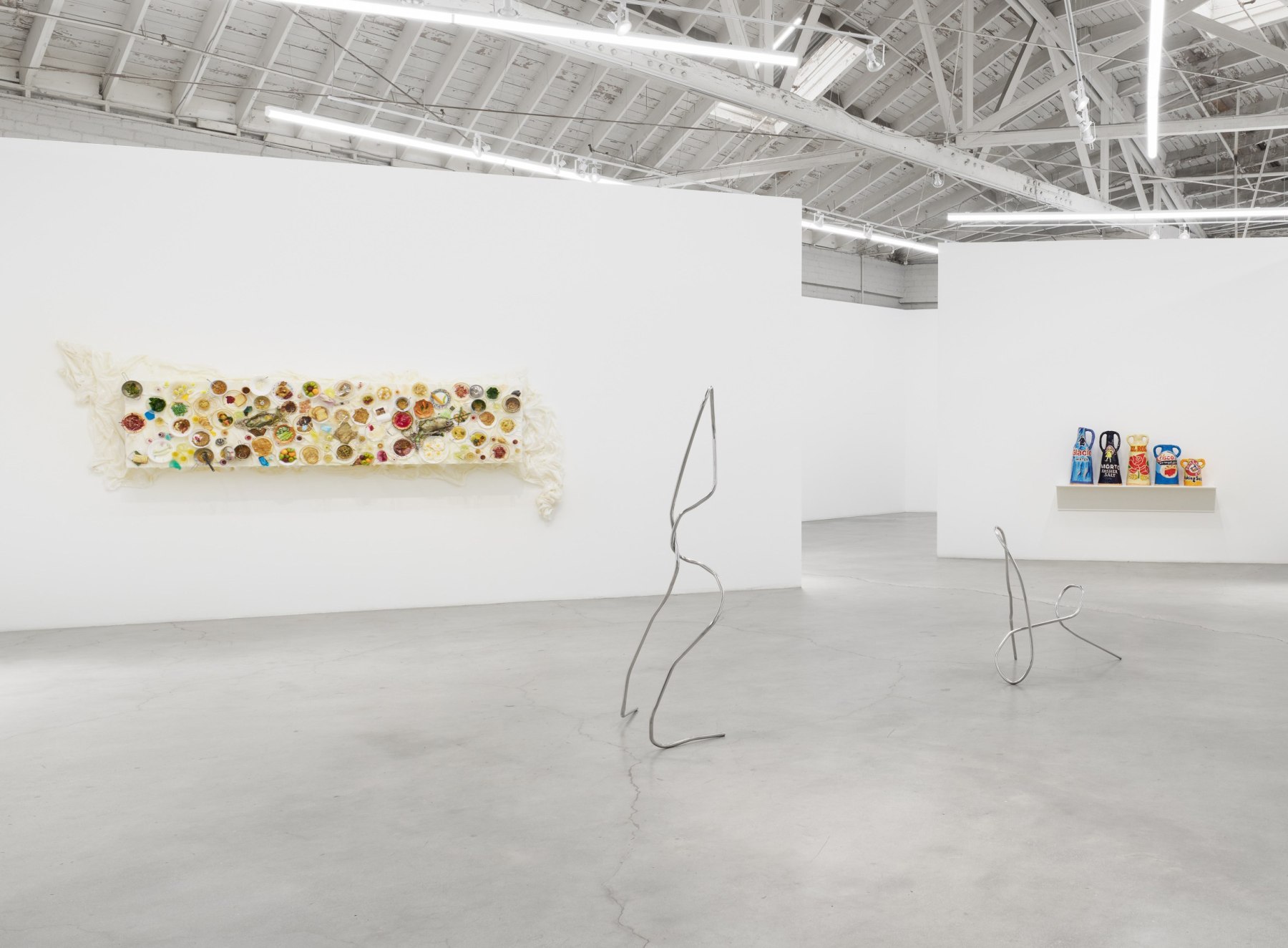 Installation view of Majeure Force, Part Two, featuring works by Samara Golden, Josh Callaghan, and Grant Levy-Lucero.