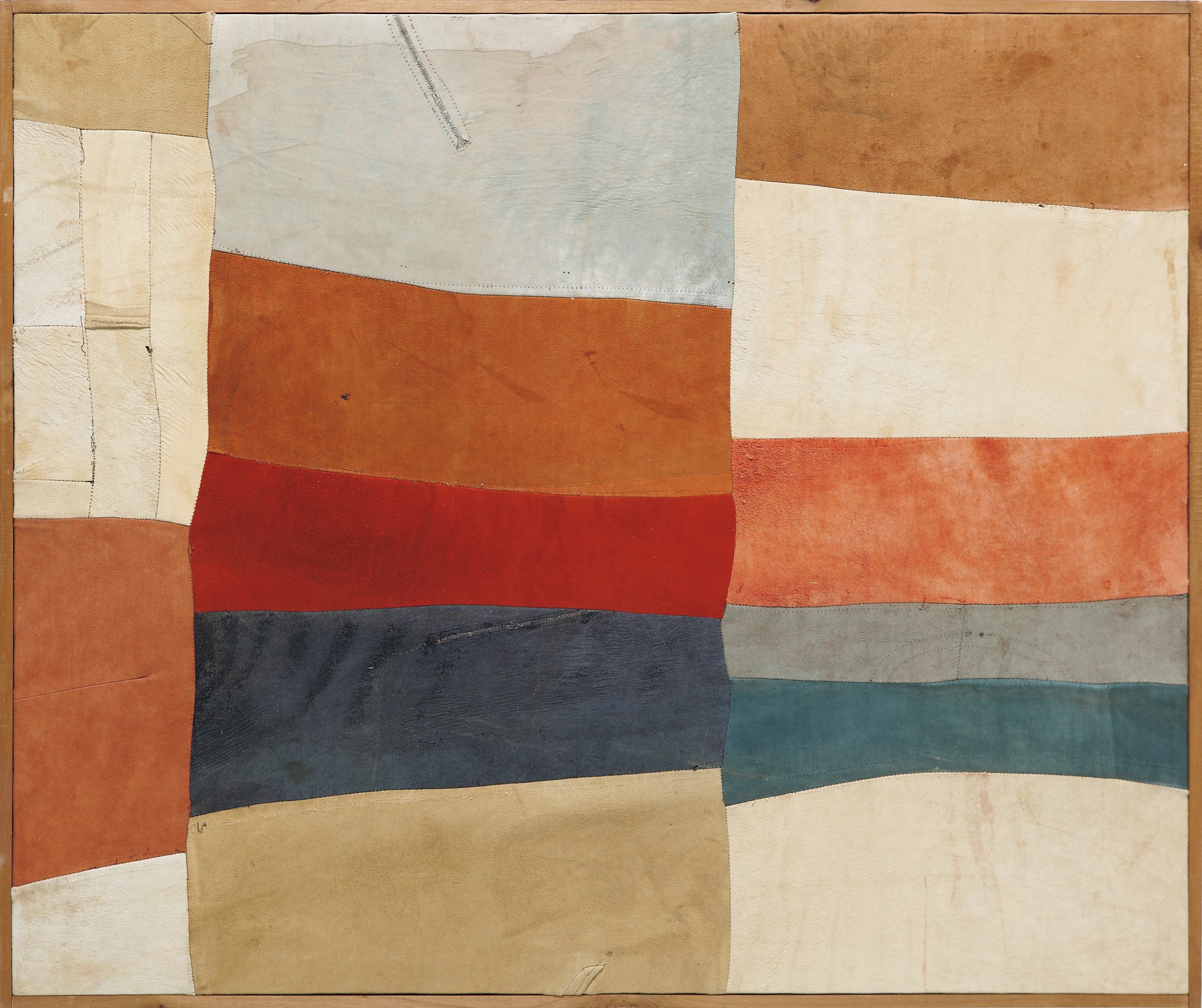 Nuvolo (Giorgio Ascani). Untitled. 1961. Dyed and sewn deerskin, 83 by 100 cm (32⅝ by 39⅜ in.)