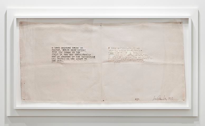 Luis Camnitzer, A Text Printed Twice on Canvas (1972)