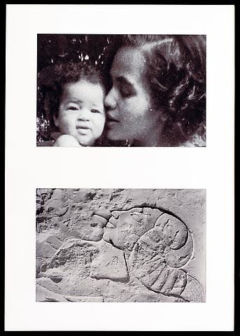 Lorraine O&#039;Grady, Miscegenated Family Album (A Mother&#039;s Kiss), T: Candace and Devonia; B: Nefertiti and daughter (1980/1994)